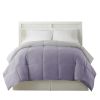 Genoa Twin Size Box Quilted Reversible Comforter The Urban Port, Purple and Gray