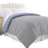 Genoa Reversible King Comforter with Box Quilted The Urban Port, Silver and Blue