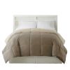 Genoa King Size Box Quilted Reversible Comforter The Urban Port, Brown and Gold