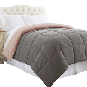 Genoa King Size Box Quilted Reversible Comforter The Urban Port, Gray and Pink