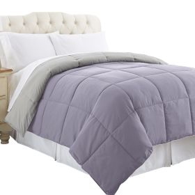 Genoa King Size Box Quilted Reversible Comforter The Urban Port, Purple and Gray