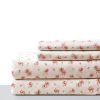 Melun 4 Piece Full Size Sheet Set with Rose Sketch The Urban Port, Pink and White