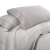 Udine 3 Piece Twin Size Microfiber Sheet Set with Crochet lace The Urban Port, Gray
