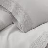 Udine 3 Piece Twin Size Microfiber Sheet Set with Crochet lace The Urban Port, Gray