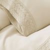 Udine 3 Piece Twin Size Microfiber Sheet Set with Crochet lace The Urban Port, Cream