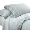 Udine 3 Piece Twin Size Crochet lace Microfiber Sheet Set The Urban Port, Light Blue