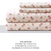 Melun 4 Piece Rose Pattern King Size Sheet Set The Urban Port, Pink and White