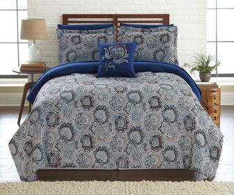 Caen 8 Piece Printed Queen Reversible Comforter Set The Urban Port, Gray and Blue