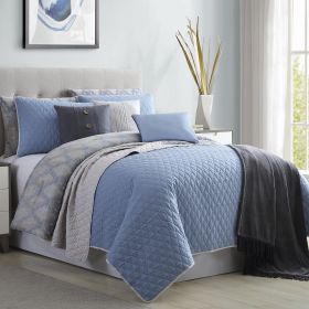 Andria 10 Piece King Size Comforter and Coverlet Set The Urban Port, Blue and Gray