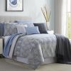 Andria 10 Piece King Size Comforter and Coverlet Set The Urban Port, Blue and Gray