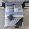 Andria 10 Piece King Size Comforter and Coverlet Set The Urban Port, Blue and Gray