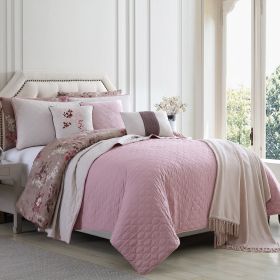 Andria 10 Piece King Size Comforter and Coverlet Set The Urban Port, Brown and Pink