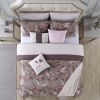 Andria 10 Piece King Size Comforter and Coverlet Set The Urban Port, Brown and Pink