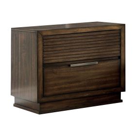 2 Drawer Rustic Style Wooden Nightstand with Finger Pull Handle, Brown