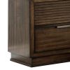 2 Drawer Rustic Style Wooden Nightstand with Finger Pull Handle, Brown