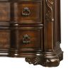 3 Drawer Wooden Nightstand with Marble Top and Scrolled Legs, Brown