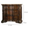 3 Drawer Wooden Nightstand with Marble Top and Scrolled Legs, Brown