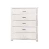 Modern Style Wooden Chest with 5 Drawers and Tapered Legs, White