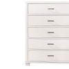 Modern Style Wooden Chest with 5 Drawers and Tapered Legs, White