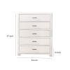 Modern Style Wooden Chest with 5 Drawers and Tapered Legs, White