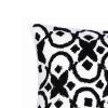20 x 16 Inch Cotton Pillow with Geometric Embroidery, White and Black