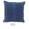 18 X 18 Inch Decorative Cable Knit Hand Woven Cotton Pillow, Blue