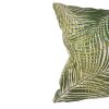 20 X 14 Inch Embroidered Pillow with Palm Leaf Design, White and Green