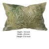 20 X 14 Inch Embroidered Pillow with Palm Leaf Design, White and Green