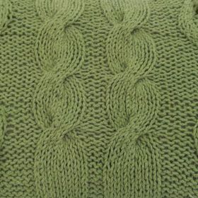 20 X 14 Inch Cotton Cable Knit Pillow with Twisted Details, Green