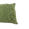20 X 14 Inch Cotton Cable Knit Pillow with Twisted Details, Green