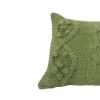 20 X 14 Inch Cotton Cable Knit Pillow with Twisted Details, Green