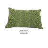 20 X 14 Inch Cotton Cable Knit Pillow with Twisted Details, Green
