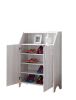 2 Door Wooden Shoe Cabinet with Top Shelf Storage, White