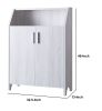 2 Door Wooden Shoe Cabinet with Top Shelf Storage, White