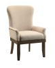 Wooden Arm Chair with Wing Back and Nailhead Trims, Beige and Brown