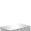 Wooden Coffee Table with Checkered Pattern Mirror Insets, Silver