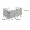Wooden Coffee Table with Checkered Pattern Mirror Insets, Silver