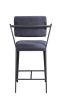 Fabric Upholstered Metal Counter Height Chair, Set of 2,Gray and Black