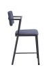 Fabric Upholstered Metal Counter Height Chair, Set of 2,Gray and Black