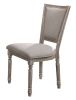 Wooden Chair with Fabric Upholstered Seating, Set of 2, Gray and Brown
