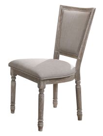 Wooden Chair with Fabric Upholstered Seating, Set of 2, Gray and Brown