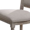 Wooden Chair with Fabric Upholstered Seating, Set of 2, Gray and Brown