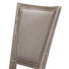 Wooden Chair with Fabric Upholstered Seating, Set of 2, Gray and Brown