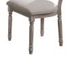 Wooden Chair with Fabric Upholstered Seating, Set of 2, Gray and Brown