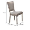 Wooden Chair with Fabric Upholstered Seating, Set of 2, Gray and Brown