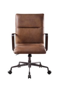 5 Star Base Faux Leather Upholstered Wooden Office Chair , Brown