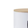1 Drawer Pyramidal Base Circular Wooden Night Table, White and Brown