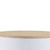 1 Drawer Pyramidal Base Circular Wooden Night Table, White and Brown