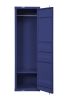 Industrial Style Metal Wardrobe with Recessed Door Front, Blue