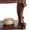 Traditional End Table with Cabriole Legs and Wooden Carving, Brown